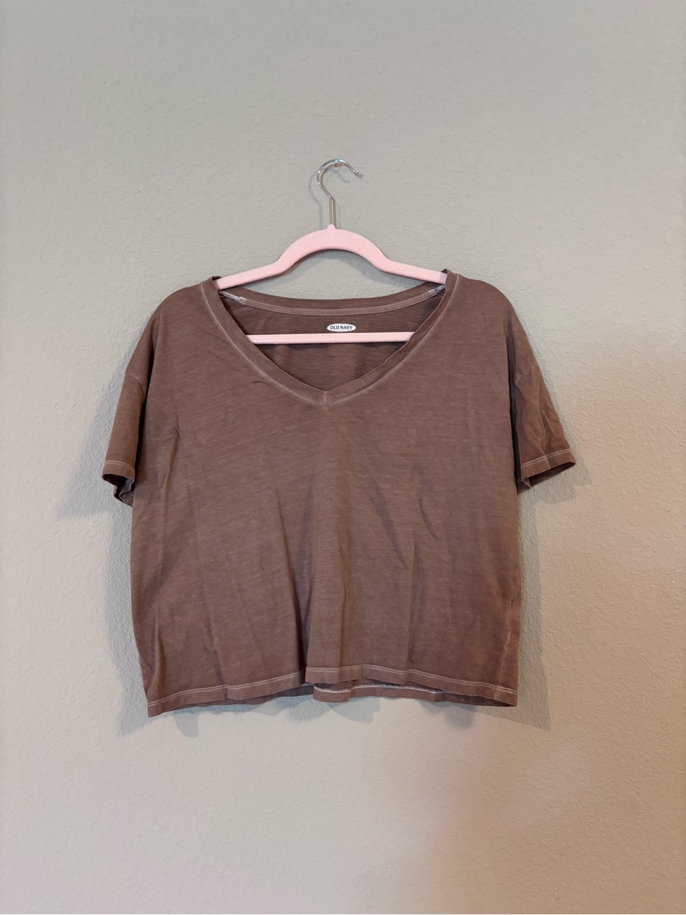 Old Navy Brown V-Neck Crop Tee